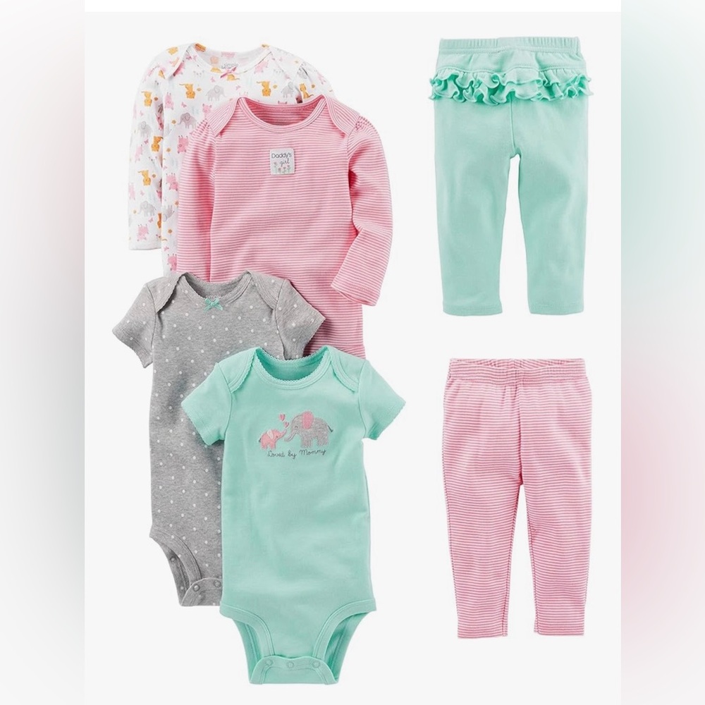 Simple Joys by Carter’s baby girl 6 pc bodysuits (short & long sleeve) & pants